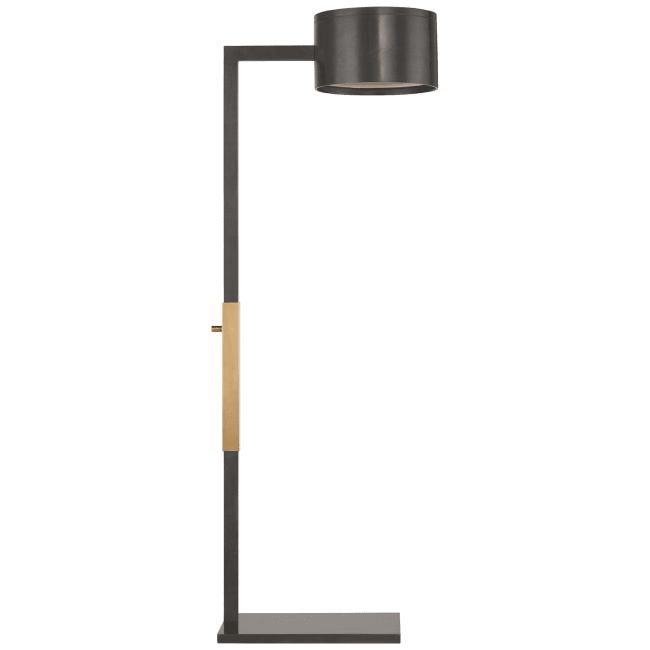 Larchmont Floor Lamp in Bronze and Antique-Burnished Brass with Frosted Glass