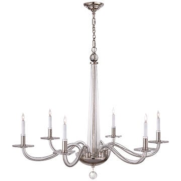 Robinson Large Chandelier in Polished Nickel and Clear Glass
