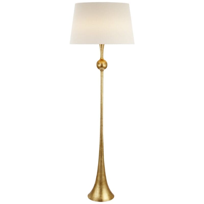 Dover Floor Lamp in Burnished Silver Leaf with Linen Shade