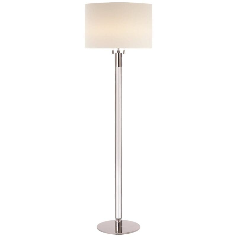 Riga Floor Lamp in Clear Glass and Polished Nickel with Linen Shade
