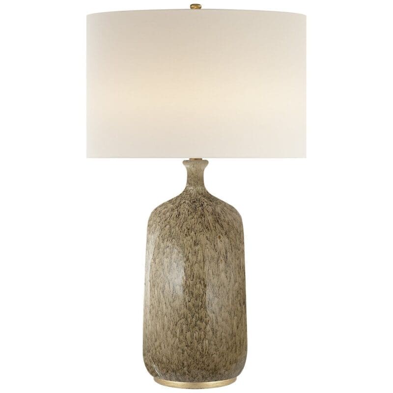 Culloden Table Lamp in Bone Craquelure with Linen Shade
