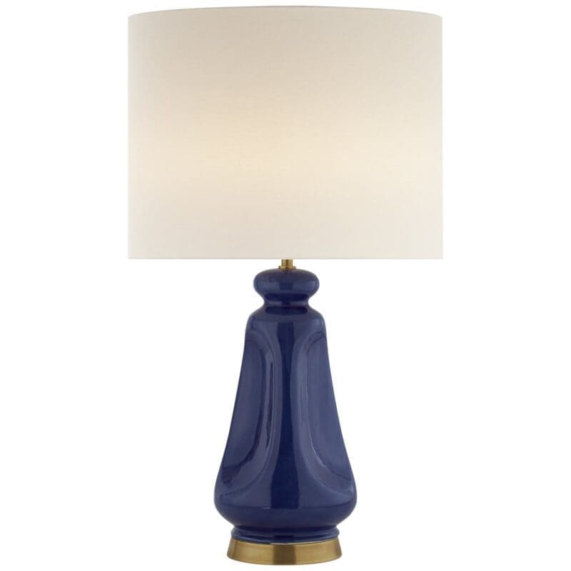 Kapila Table Lamp in Polar Blue Crackle with Linen Shade