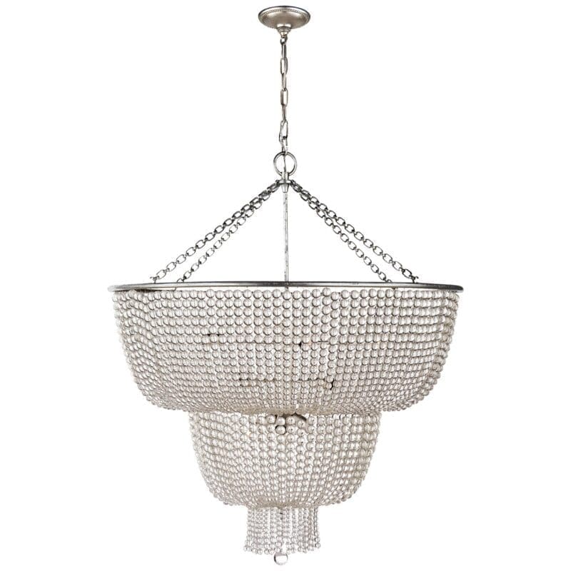 Jacqueline Two-Tier Chandelier in Burnished Silver Leaf with Clear Glass