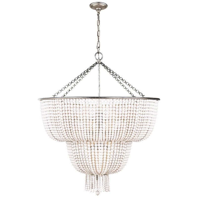 Jacqueline Two-Tier Chandelier in Burnished Silver Leaf with White Acrylic