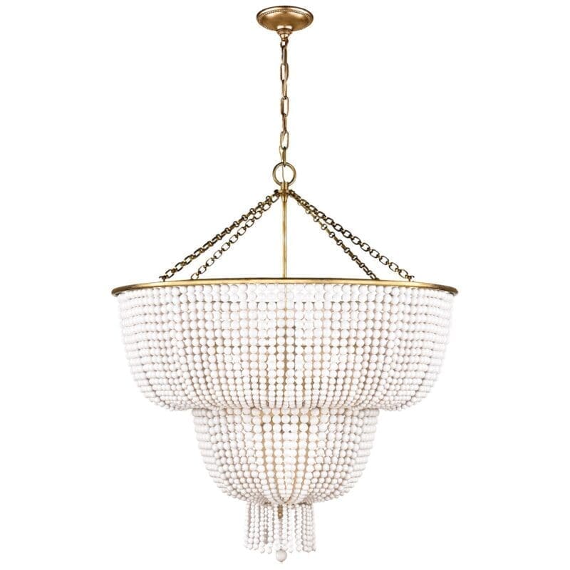 Jacqueline Two-Tier Chandelier in Hand-Rubbed Antique Brass with White Acrylic