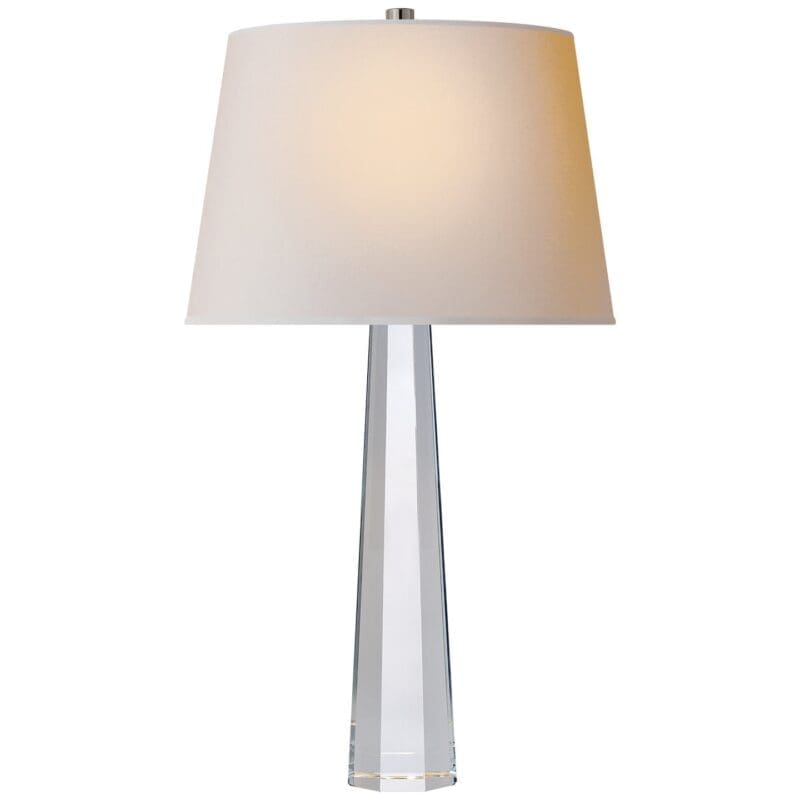 Octagonal Spire Medium Table Lamp in Crystal with Natural Paper Shade