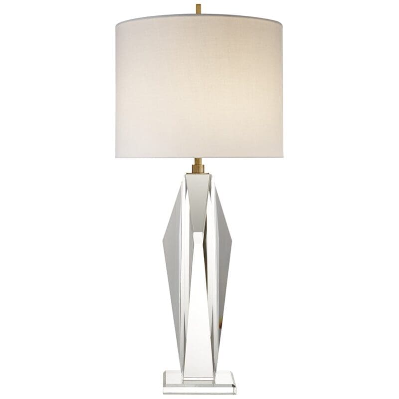 Castle Peak Table Lamp in Crystal with Black Linen Shade