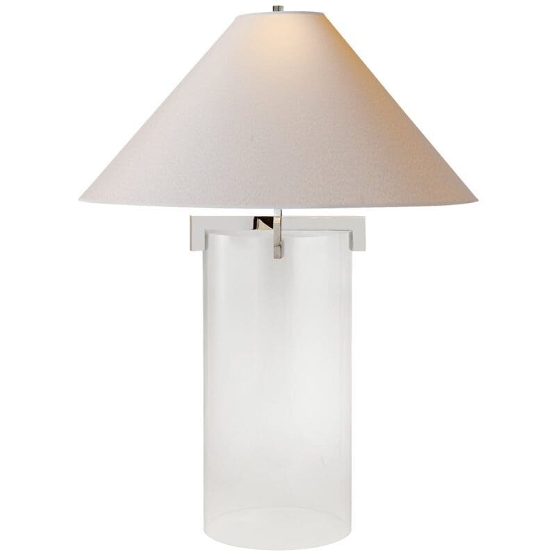 Brooks Table Lamp in Crystal and Gilded Iron with Natural Paper Shade