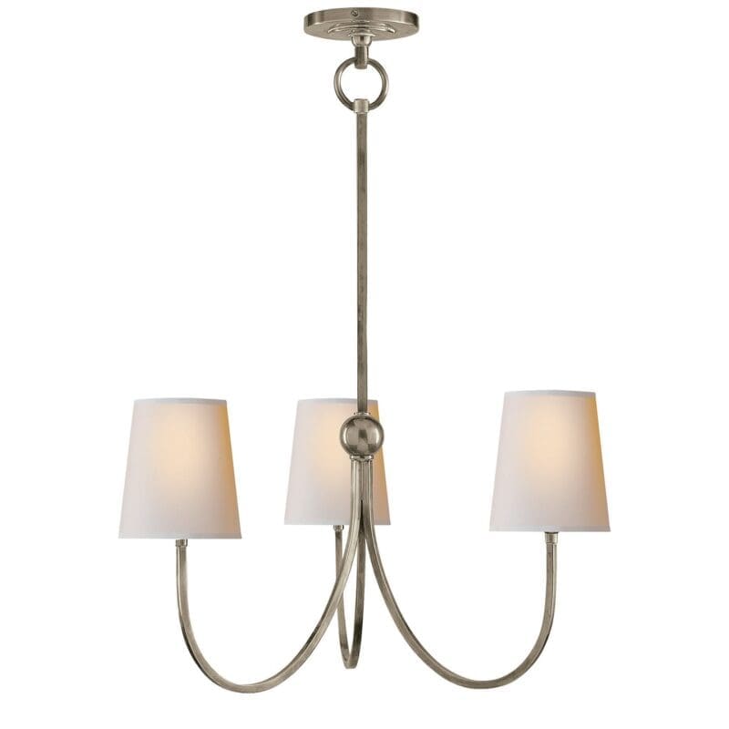 Reed Small Chandelier in Antique Nickel with Natural Paper Shades