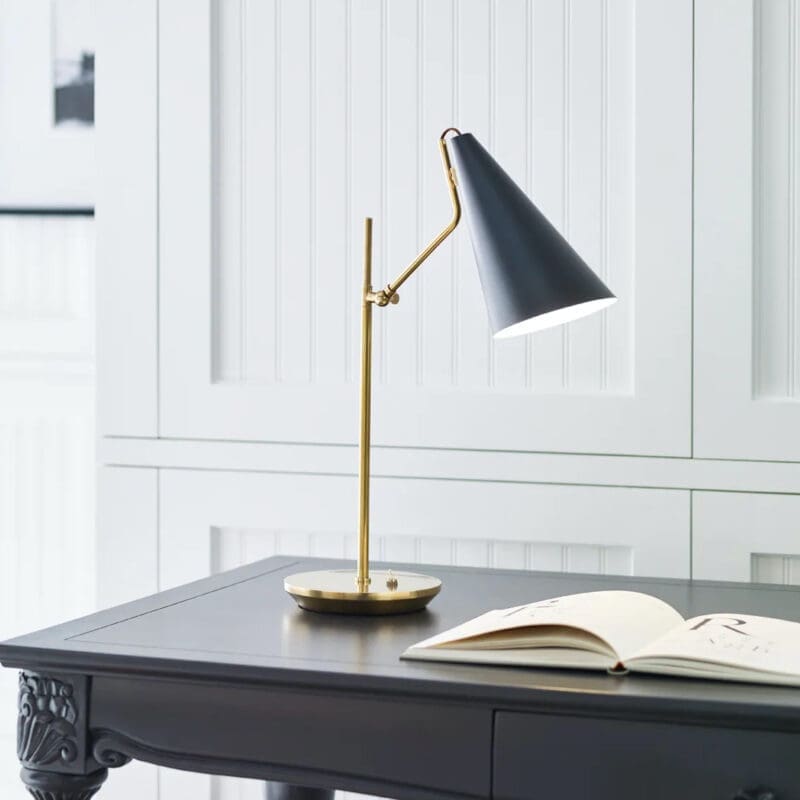 Clemente Table Lamp in Hand-Rubbed Antique Brass with White
